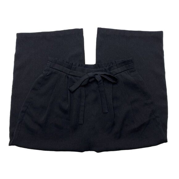Adrianna Papell Black High Waisted Cropped Capri Paper Bag Pants Sz 8 - Picture 3 of 8